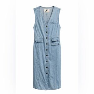 Sleeveless Denim Button-Down Dress